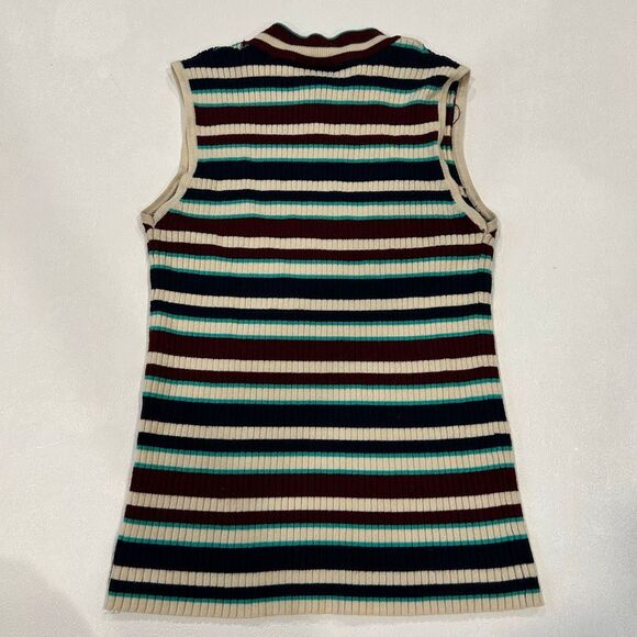 Rue21 Striped Ribbed Sleeveless Mock Neck Top Women’s Medium - Picture 2 of 5
